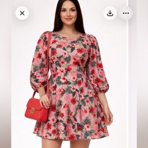 NWT Les Reveries 100% Silk  Pink Floral Dress size 8